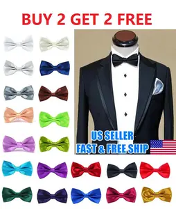 Elegant Men's Pre-Tied Adjustable-Length Plain Satin Bowtie, Formal Accessory for Weddings, Formal Events, Men's Accessories