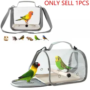 Portable Bird Travel Carrier Cage, PP Tray, Lightweight Transparent Shoulder Bag, Ideal for Small Pets, Parrots, Budgies, Macaws, Animal Carrier