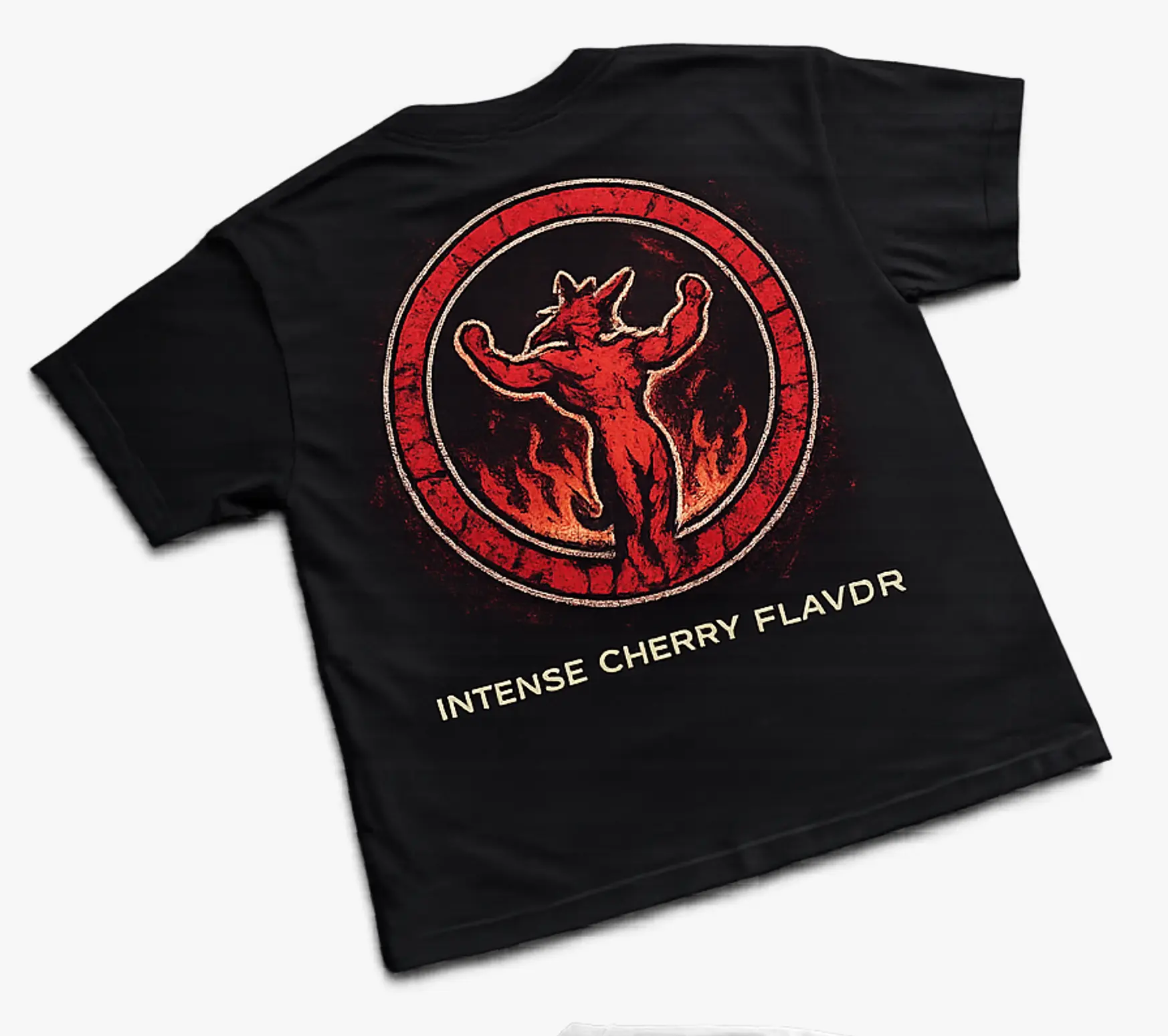 Intense Cherry Flavor Graphic Tee – Red Devil Mascot T-Shirt, Vintage Dark Humor Streetwear Shirt for Men