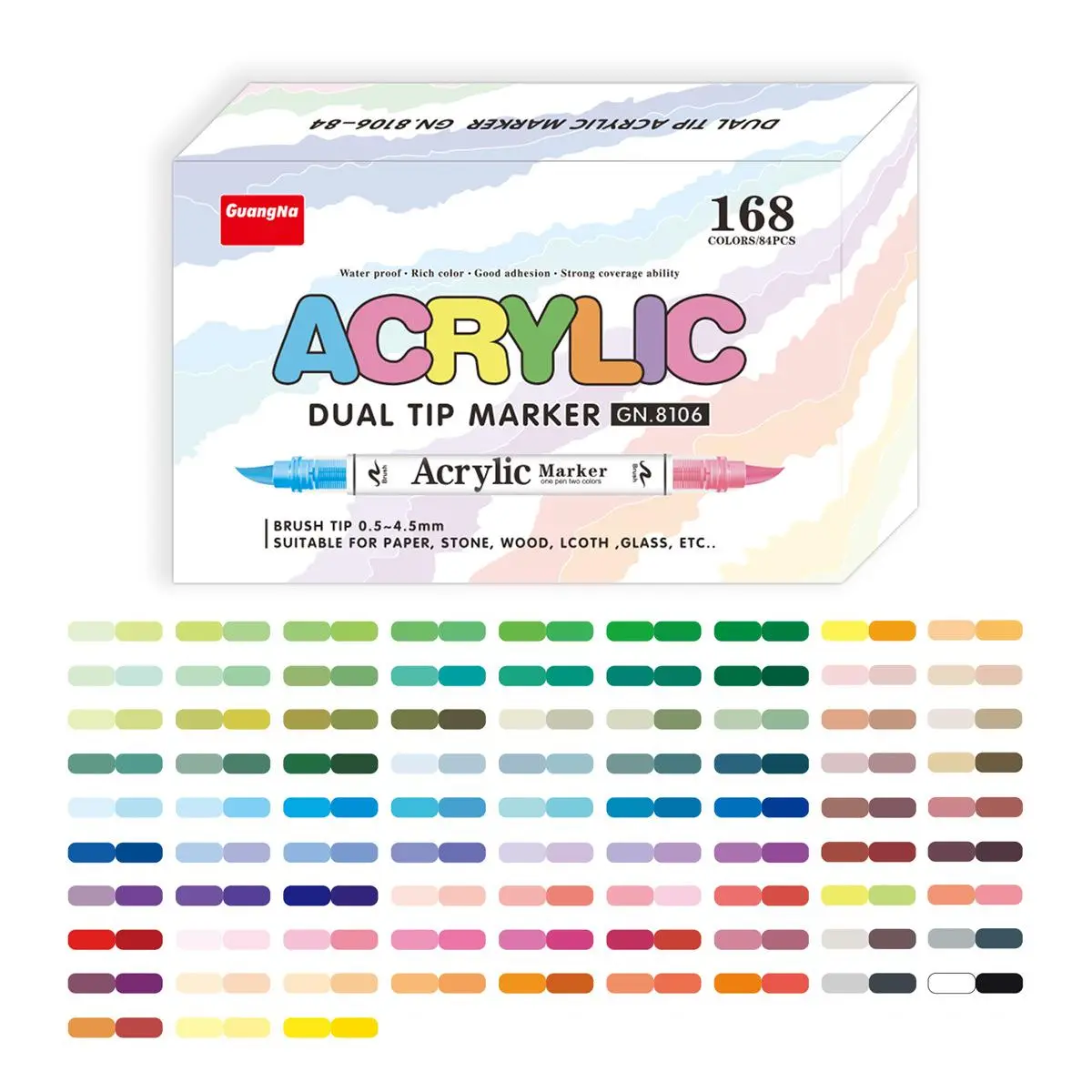 168 Color Dual Tip Acrylic Paint Marker Set, Multi-Surface Art Supplies for Wood Plastic Glass Metal Cardboard DIY Projects Illustrations