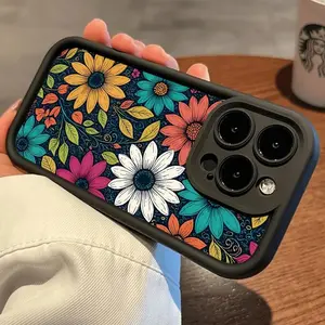 Vintage floral pattern phone case, compatible with iPhone 17 Pro Max, 16 Pro Max, 15 Pro, 14, 13, 12, and 11.  Shockproof and drop-resistant phone case made of durable silicone material.