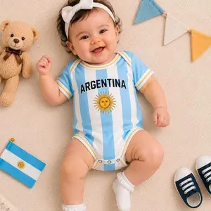 Personalized Argentina Baby Bodysuit, Custom Soccer Jersey Onesie, Baby Football Outfit, Name Number Infant Romper, Game Day Baby Gift 6C6 08F