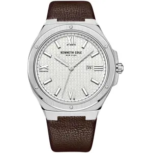 Kenneth Cole Men's Classic 43mm Quartz Business Fashion Watch - Casual Analog Watch, 30 m (100 ft) Water Resistance, Leather Band, Buckle Closure, KCWGB2218401