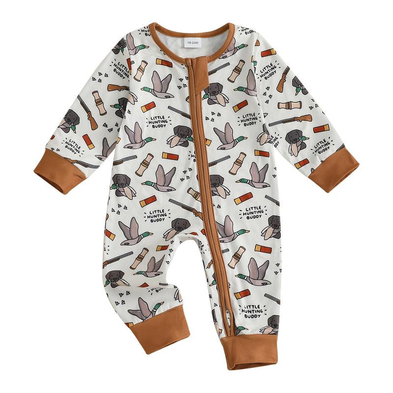 Western Hunting Baby Clothes Newborn Mallard Duck Pajamams Romper Bodysuit Infant Long Sleeve Fishing Zipper Jumpsuit Fall Winter Outfit