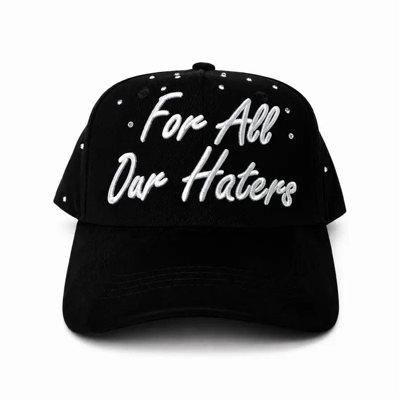 Dandy Hats x Tombochio "For All Our Haters" Unisex Premium Streetwear Baseball Cap, Acrylic-Polyester Fabric Beanie-Style Option, Adjustable Trucker Cap with Metal Accents, Embroidered Graphic