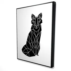 360 stand Minimalist Geometric Fox Framed Wall Art Photo Print - 36x48 in Black Framed Artwork, Artistic Animal Theme Home Room Decor, Office Gift, Decoration