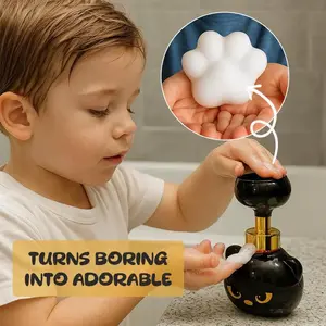 PawPrint Magic, Press to Create Paw-Shaped Foam,Cute Cat Paw Foaming Soap Dispenser, 300ml Refillable Hand Soap Pump, Aesthetic Bathroom & Home Decor, Fun Kids GiftGift