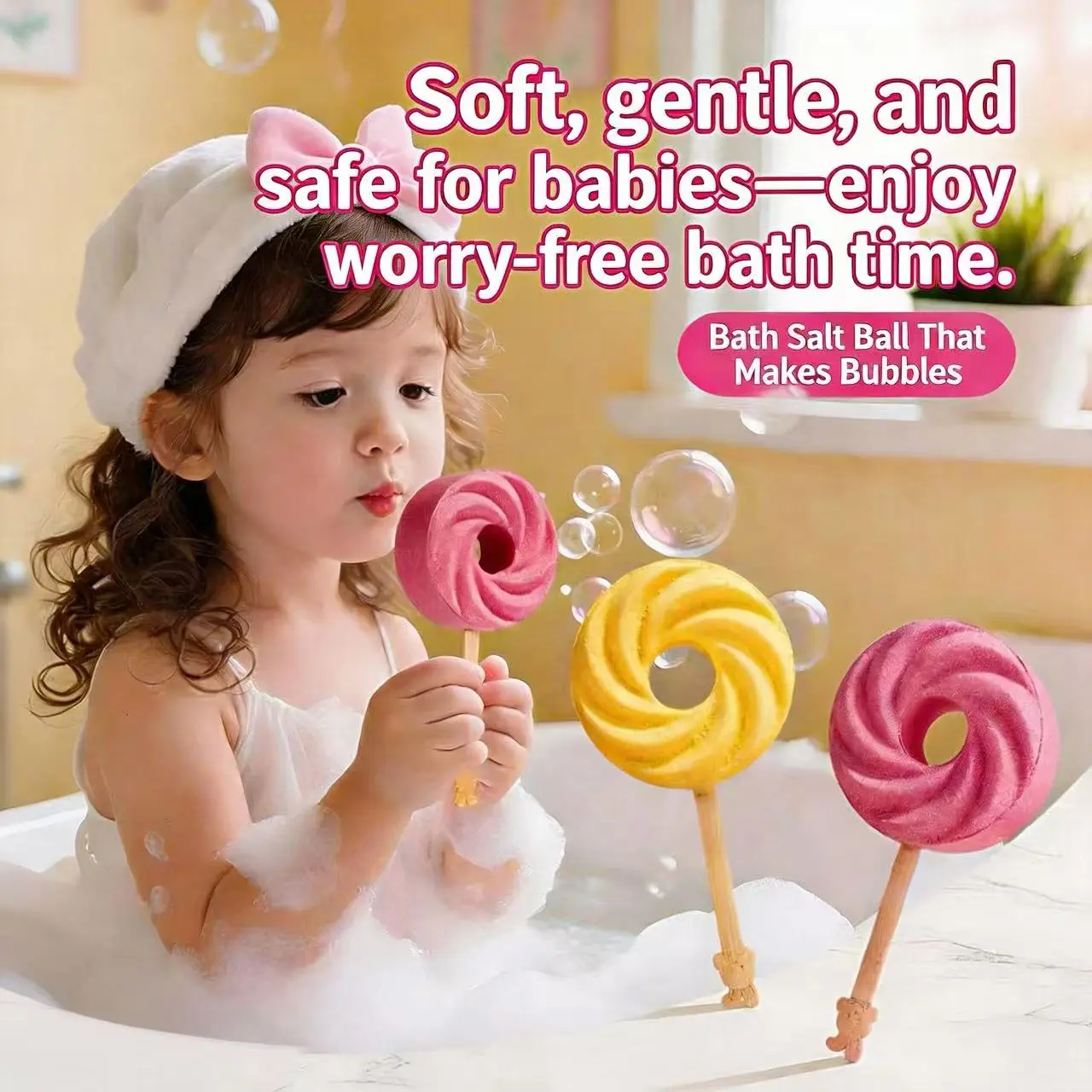 Sweet Aesthetic Lollipop Spa Fizzy - Vibrant Rainbow Bath Ball for Self-Care & Relaxation, Unique Scented Home Fragrance Decor