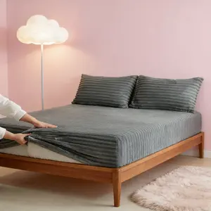 Soft Artificial Rabbit Fur Bedding Set, King/queen Size, Drawstring Design, Anti-Wrinkle, Includes Sheet & Pillowcases