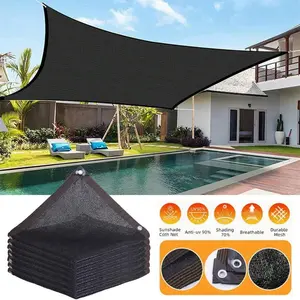 Sun Shade Sails Canopy, Breathable Design 185GSM Heavy Duty Permeable Sun Shade Sail, 95% UV Block, For Patio, Garden, Pergola, Backyard, Outdoor Pools, Carport, 78.74x78.74in Rectangle, Black, Perfect Gifts, Valentine's Day