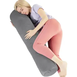 Pillow for Adults, Bolster Pillow with Removable  Cover, Long Round  Roll Pillow, !+- x 7.87!+-, Grey