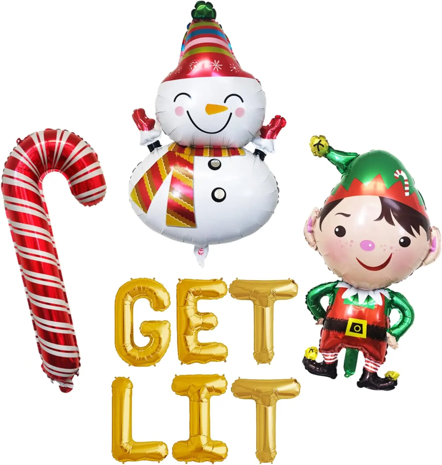 Get Lit Balloon Banner, Christmas Party Decorations, We Sleigh All Day Friends Christmas Decorations, Santa Balloon Elf Balloons