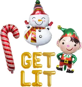 Get Lit Balloon Banner, Christmas Party Decorations, We Sleigh All Day Friends Christmas Decorations, Santa Balloon Elf Balloons