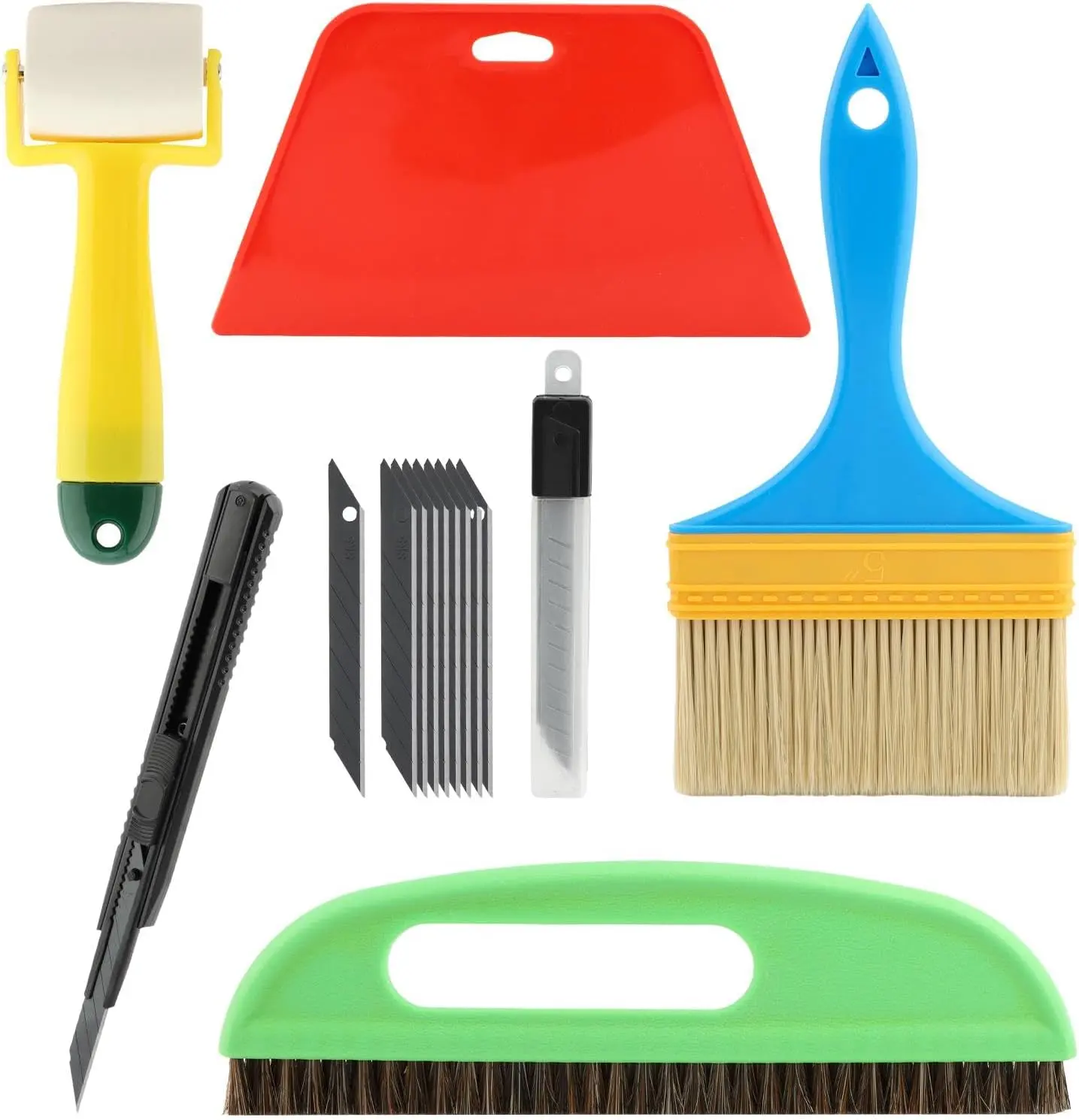 Wallpaper Smoothing Tool Kit Wallpaper Smoothing Brush, Seam Roller, Paste Brush, Wallpaper Tool Kit for Applying Peel and Stick Wallpaper,