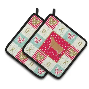212 MAIN Thick Fabric Colorful Jersey Cow Love Hanging Oven Pot Holders, 7.5x7.5 in. Pair, Kitchen Kitchenware