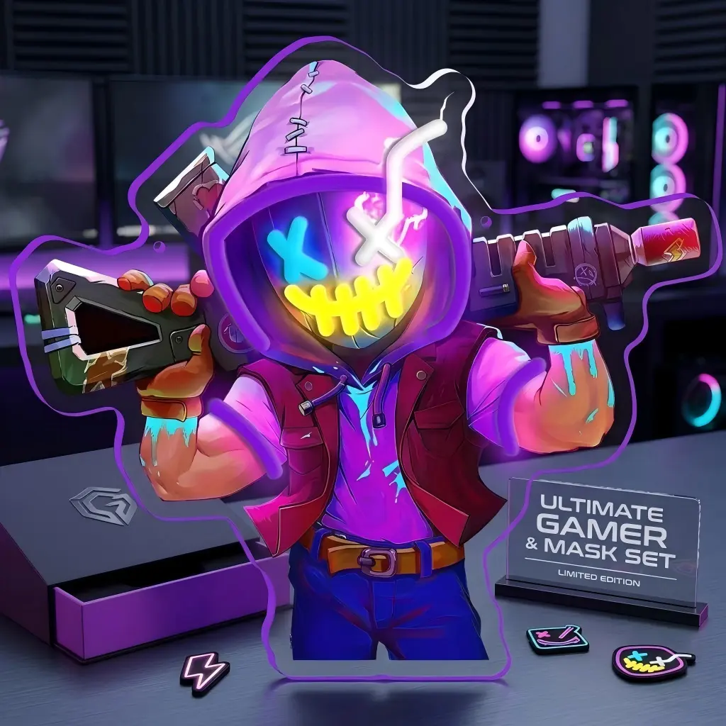 UV Printed Gaming Character Neon Sign - Vivid Colors, Detailed Character Art, Neon Lights for Gaming Enthusiasts, Ideal for Indoor Use summerwins,summerwins