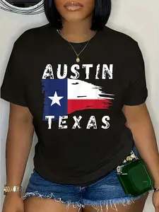100% Cotton Unisex Austin Texas Tshirt | Austin Texas TX Souvenirs Round Neck Short Sleeve T-Shirt Women's Men Graphic Tee
