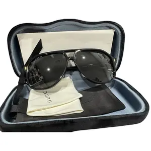 Pre-owned Oversized Chanel Sunglasses with Blue Printed Frames and Official Authentication