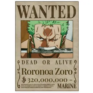 One Piece Roronoa Zoro Wanted Poster Anime Artistic Straw Hat Pirates, Anime Print Photo Gifts Decoration Wall Poster Ornaments Room