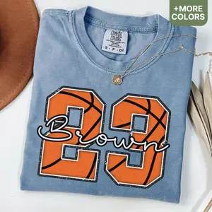 Comfort Colors Custom Basketball Number Shirt, Basketball Tee, Personalized Basketball Player Shirt, Custom Basketball Mom Shirt