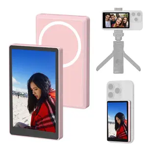 Newmowa same style white magnetic mobile phone Vlog selfie monitoring screen, 1080P wireless recording, use the mobile phone rear camera for selfie Vlog live TikTok, compatible with iPhone