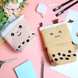 2PCS Vertical Desk Storage Bag, Adjustable Organizer Pouch (Pink & Brown)