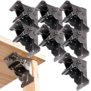 8 Pack Folding Brackets, Lock Extension Support Bracket Foldable Self Lock Hinges with Screws