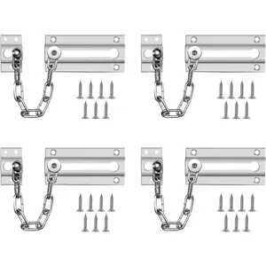 4 Pack Door Chain Lock, Silver Door Guard, Premium Chain Door Lock, 9 Links Chain Locks for Inside Door