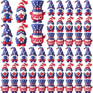 [30 PCS Pack] Patriotic  cute   Gnome Mini Resin Figurines, 4th of July 3D Table Decor, Party Favors & Unique Gifts for Friends (American Memorial Day Use) 