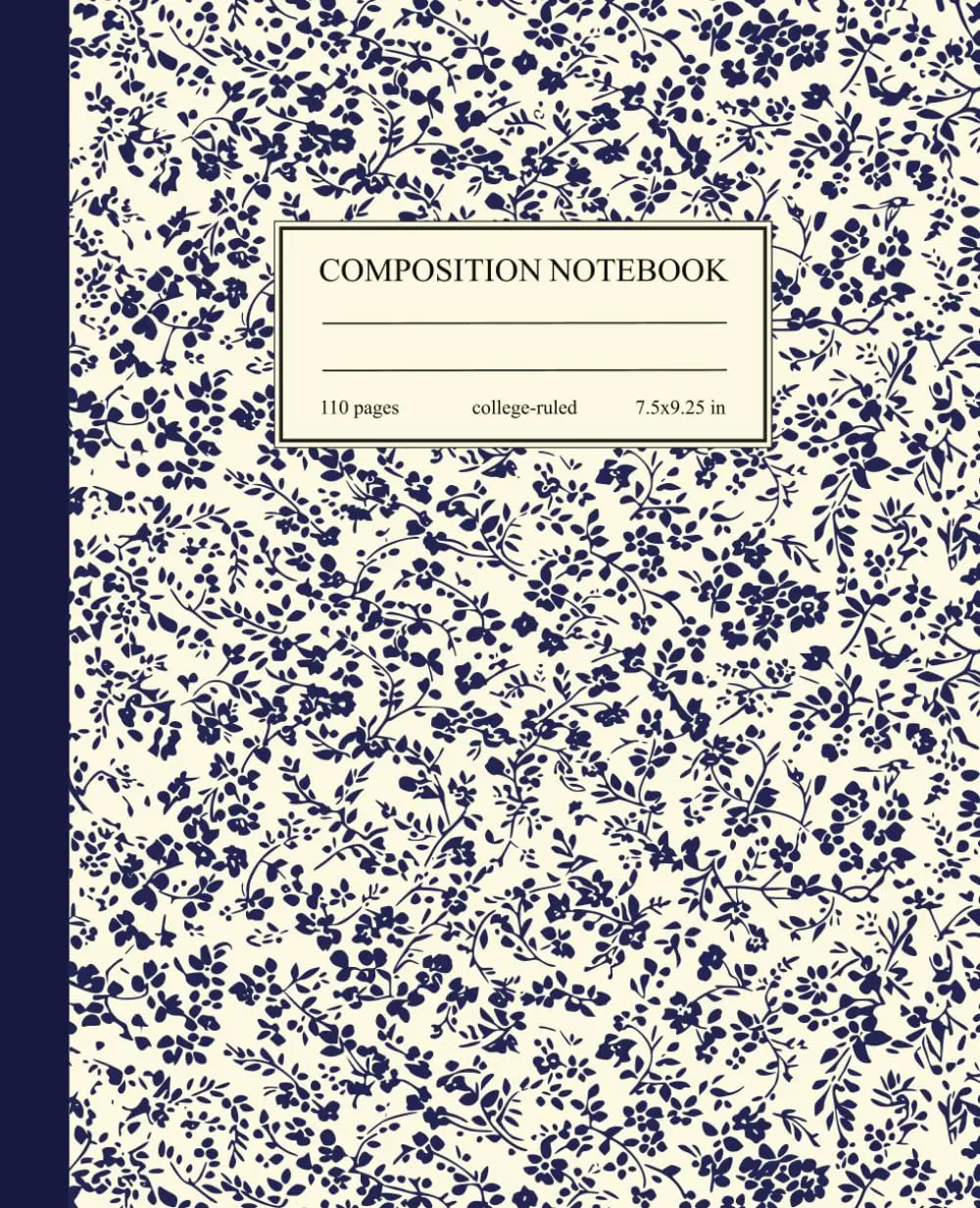 Composition Notebook College Ruled: Vintage Blue Floral Botanical Illustration | Floral Aesthetic Journal for College, School, Office & Work