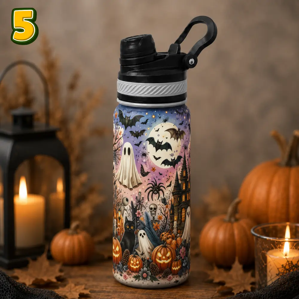 20oz Halloween Stainless Steel Tumbler with Lid, 304 Steel Inner Liner, Full-Wrap UV Printed Reusable Travel Cup for Water, Coffee & Daily Use