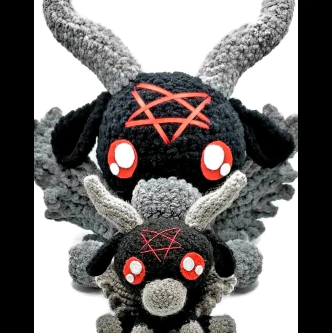 uddle Size Baby Baphomet | Jumbo Amigurumi Figurine | Handmade Crocheted Occult Soft Sculpture