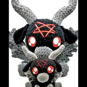 uddle Size Baby Baphomet | Jumbo Amigurumi Figurine | Handmade Crocheted Occult Soft Sculpture