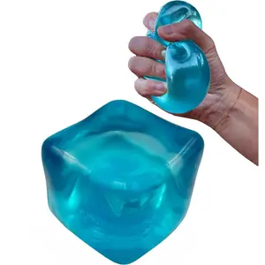 Cube Squishy Balls Ice Cubes Squishy Fidget Toy for Office Desk and Chill Square Shape with Filling in Blue for All Age,Sensory Fidget Toy,  Stress Relief Cube, Squishy Gel Texture, Calming Tactile Tool Kawaii Squishies for Classroom  Relaxation Gift