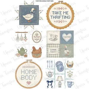 Thrifters Gonna Thrift  Mini DTF Transfer Gang Sheet 24.5" Wide x 36" Long Direct To Film Trendy Vibrant Designs for Stylish Wardrobe