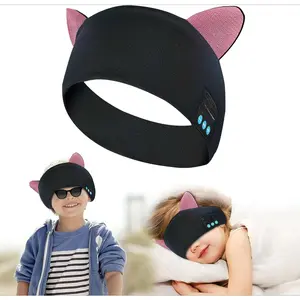 KF5-33 Kids Bluetooth Headband Headphones Sleep Mask Wireless Earphones Built in Thin Speaker Adjustable Sports Headset Sleep Headband for Girls Boys Toddler Children Baby Airplane Travel Study Clear Aqua