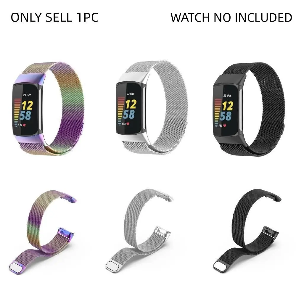 Stainless Steel Smart Watch Band (Band Only), Smartwatch Compatible Bands, Metal Watch Strap, Replacement Watch Band for Fitbit Charge 5/Fitbit Charge 6, Smart Watch Accessories, Wearable, Smartwatch Straps, Wrist Straps for Smartwatch