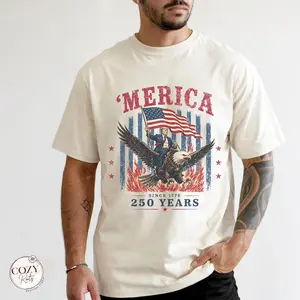 Trump Riding Eagle Shirt, 'Merica 250 Years Since 1776 Tee, America 250 Anniversary Shirt, Funny Fourth of July Shirt, Unisex USA Tee