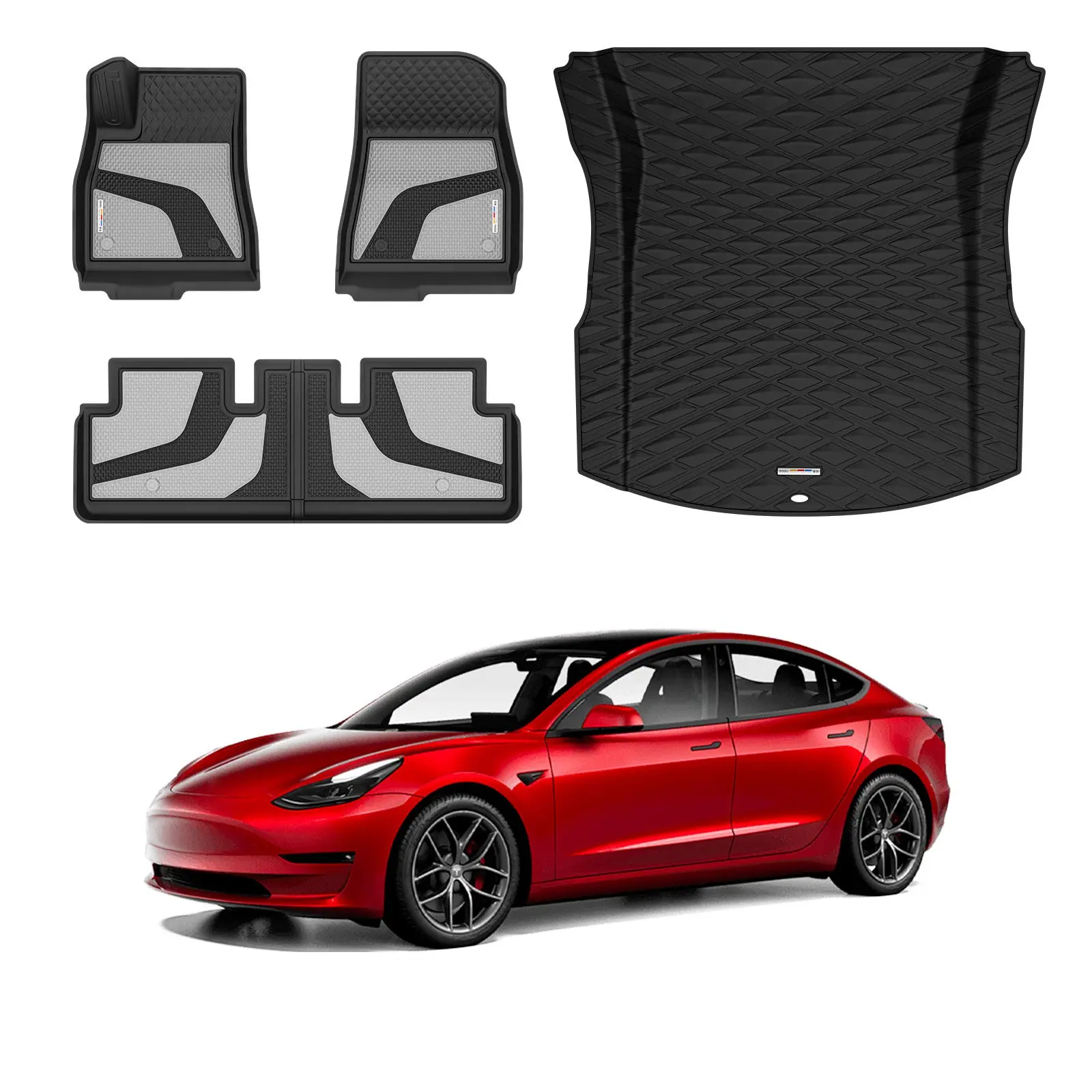 Waterproof All-Weather TPE Floor Mats for Tesla Model 3 2024–2026 (Highland), Custom Fit Non-Slip Car Mats, Available in Floor Mats & Trunk Mat Options