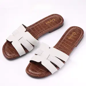 Girsia Women's Flat Sandals with Arch Support - Wide Foot Friendly Summer Slip On Shoes for Vacation
