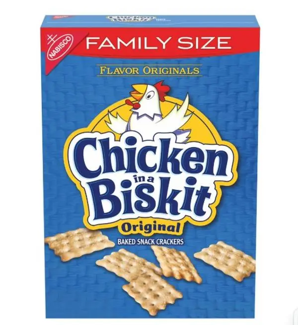 CHICKEN IN A BISKIT Original Baked Snack Crackers, Lunch Snacks, Family Size, 12 oz