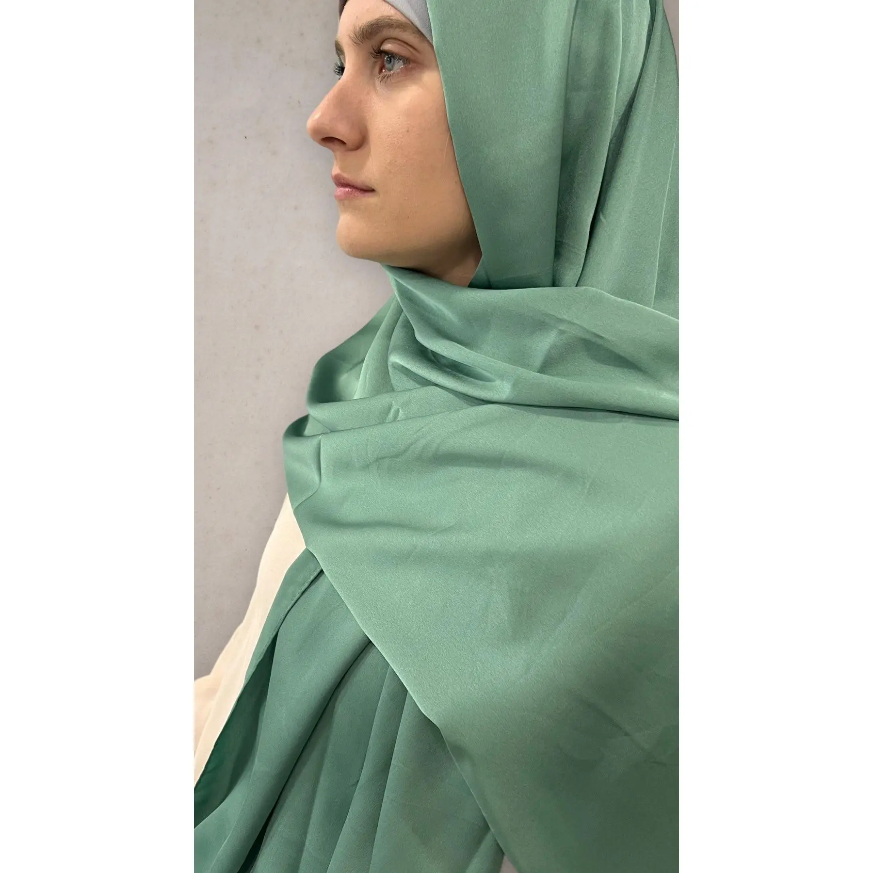 Satin Silk Hijab - Light Green