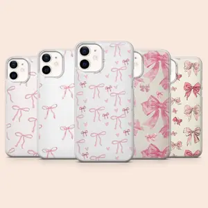 Girly Ribbon Phone Case Pink Bow Cover for iPhone X, 11, 12, 13, 14, 15, 16 Series & Galaxy Series – check our available sizes