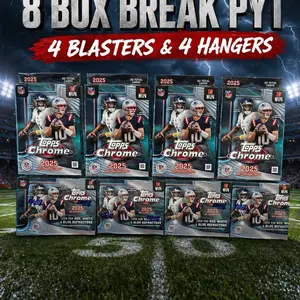 EEB 46- Topps 2025 Chrome 8 Box Break PYT 4 Blasters & 4 Hangers NFL Trading Cards