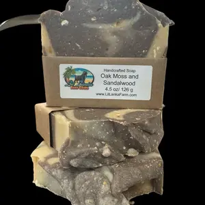 Oak Moss and Sandalwood Scented Goat Milk Soap 4.5 oz - Moisturizing Body Care Arabian Cleanser Blend Cocoa Shea Soothing Comfort Cleansing Dad Boyfriend Father’s Day