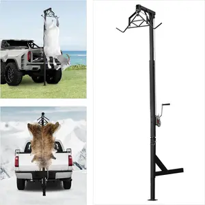 Hitch Mounted Deer Hoist,600lbs Capacity Truck Hitch Game Hoist,360° Rotatable Truck Deer Hoist with Winch Lift and Gambrel Set, Lifting Generators, Mowers, Wildlife Modern Outdoor