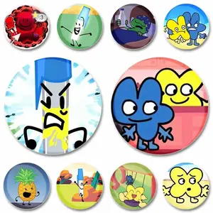 BFDI Icons Button Pins, Cartoon Four and X Pins, Clothes Backpack Accessory Gifts, Pin Buttons For Clothes, Bags, Backpack, Hats, Jeans, and More, Funny Bag Accessories!