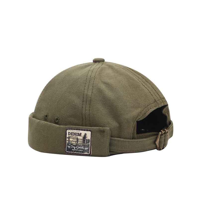 Unisex Brimless Docker Leon Hat Rolled Cuff No Visor Skull Beanie Cap | Soft Cotton & Denim Fabric, Adjustable, Retro Vintage Sailor Fisherman Style, Lightweight Worker Harbour Cap, Daily Wear