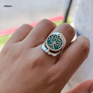 MINARA 950 Silver - Anillo reversible arbol de la vida - Ajustable