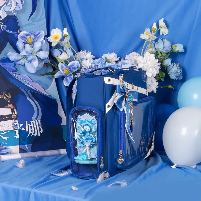 THE JUNCO Genshin Impact Furina Ita Bag - High-Capacity Plain Blue THE JUNCO Genshin Impact Furina Ita Bag - High-Capacity Plain Blue